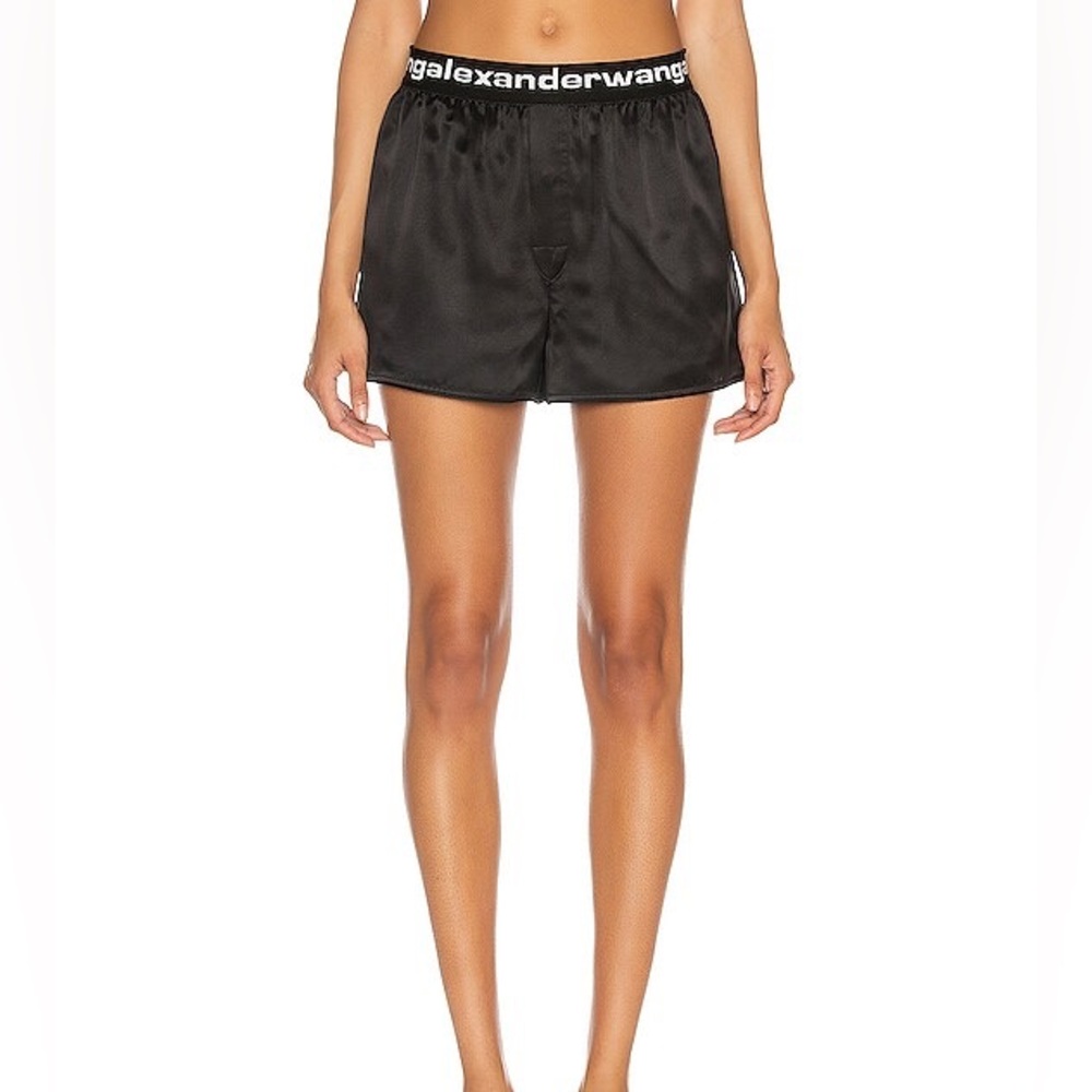 Alexander Wang black silk black logo boxer shorts
